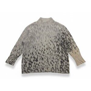 NIC+ZOE XXL Funnel Neck Sweater Ombre Pixel Print Knit Black Gray Taupe